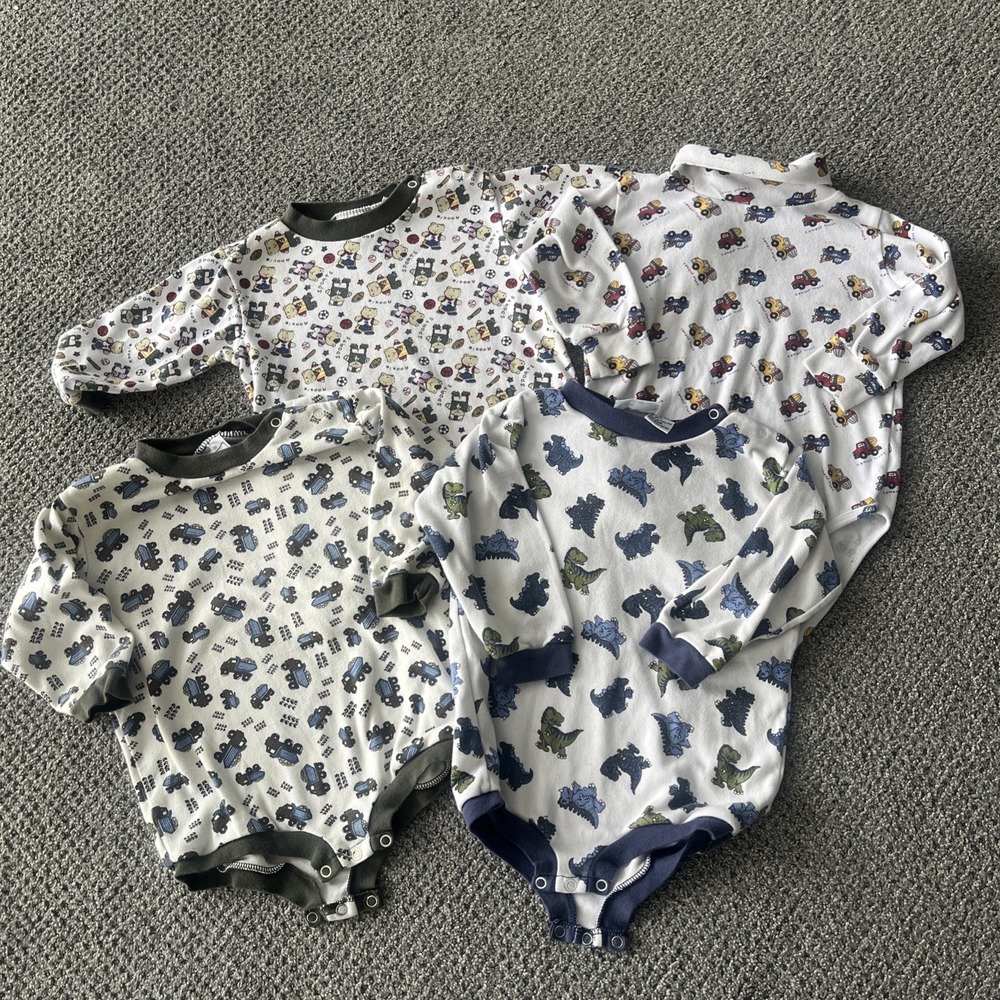 Infant Toddler Boys Y2K 90's Top Lot. 24 Months. Trucks Dinosaur Sports Bodysuit